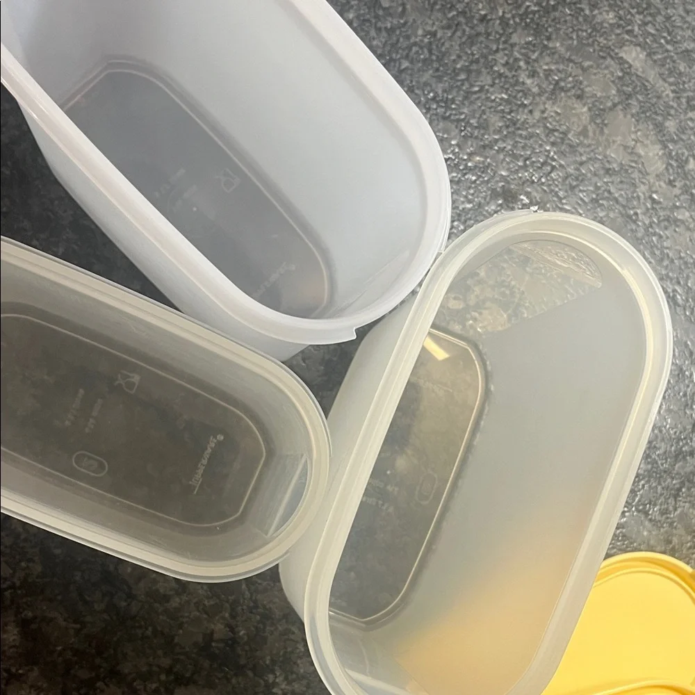 Tupperware Modular Mates Yellow Lid Food Storage Containers. Exc condition